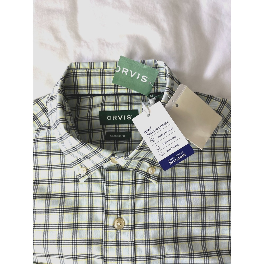 Orvis Mens M Shirt NWT brrr Cooling Plaid Button Down Classic Fit Performance
